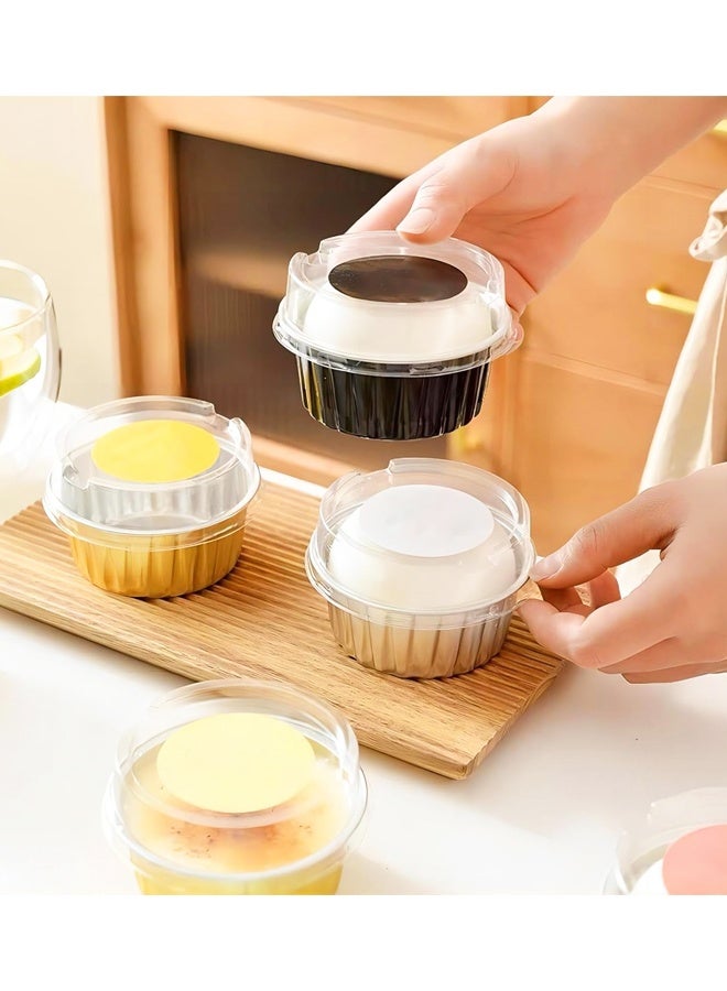 20 PCS Round Mini Loaf Pans with Lids,Mini Cake Pans with Lids,for Wedding Birthday Party(Gold) - Image 4